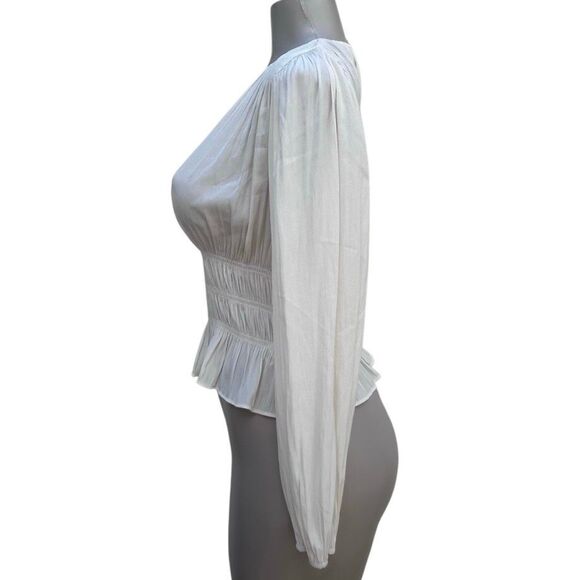 NWT Universal Thread Blouse Women's XS Cream Smocked V-neck Long Sleeve - Picture 10 of 16